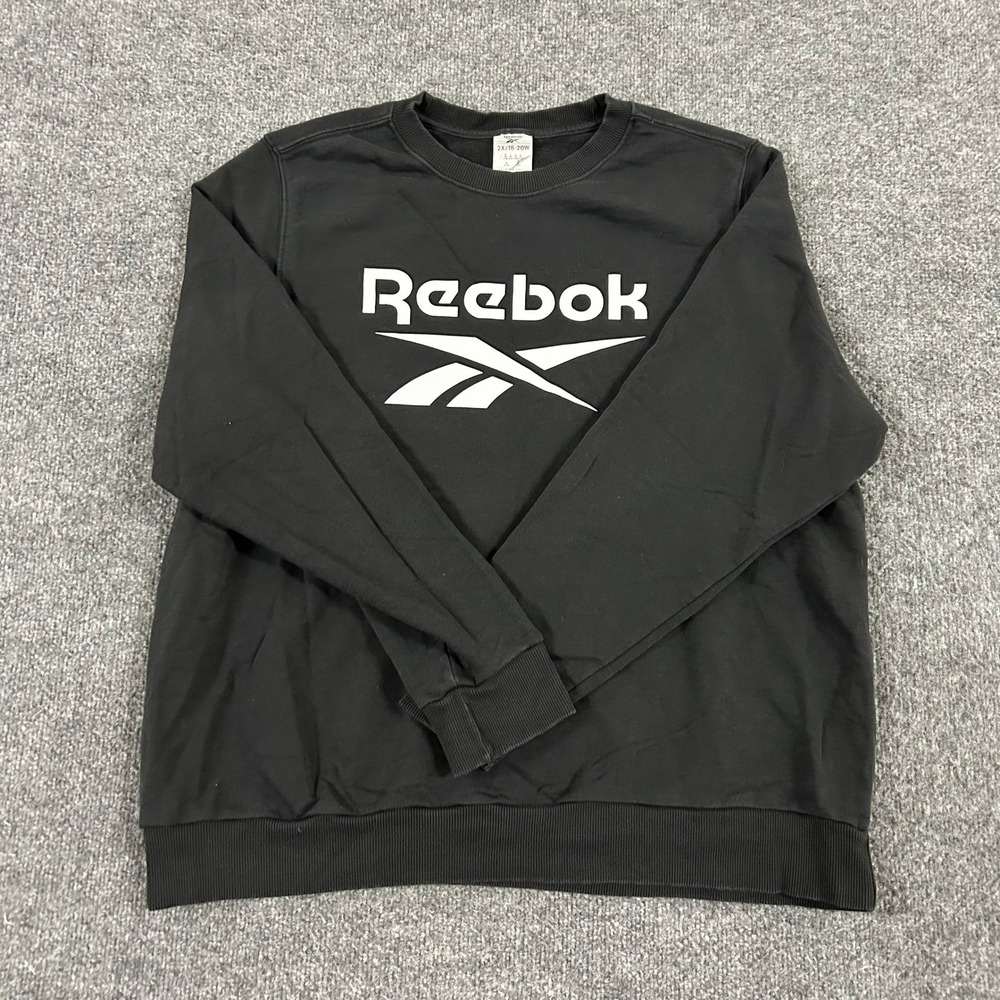 Reebok Sweatshirt Womens Size 2X Black Logo Pullover Long Sleeve Athletic Sport